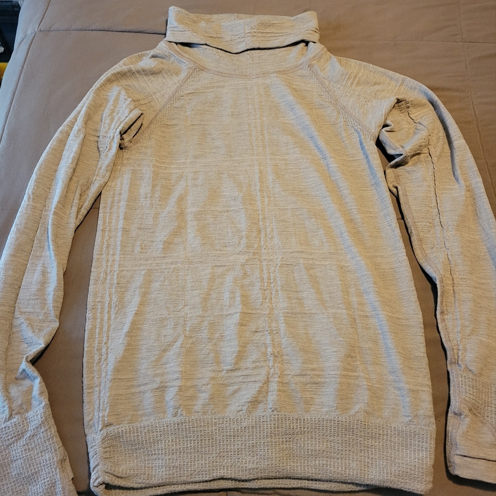 Athleta Khaki Turtleneck Long Sleeve With Thumb Holes